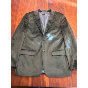 Isaac Mizrahi Boys Olive Green Velvet Lined Two-Button Blazer Jacket Size 14